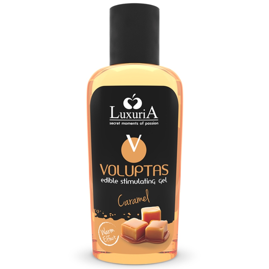 Gel de Masaj Comestibil cu Efect de Incalzire, INTIMATELINE LUXURIA - Voluptas, Aroma Caramel, 100 ml