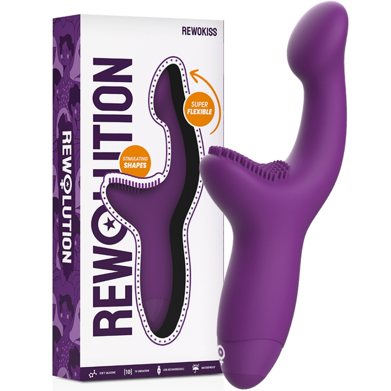 Vibrator Dual, Rewolution - Rewokiss, Stimulare A-Spot si Clitorisa, 18.5 x 7.5 x 4.0 CM