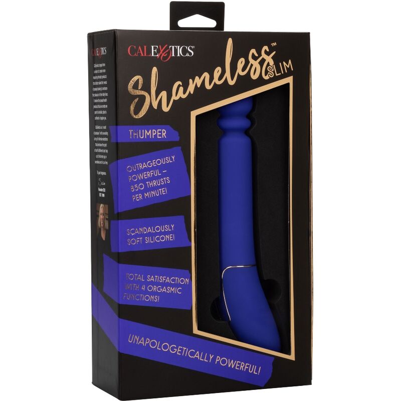 Vibrator, CalExotics - Shameless Slim Thumper, 850 Miscari pe Minut, Albastru