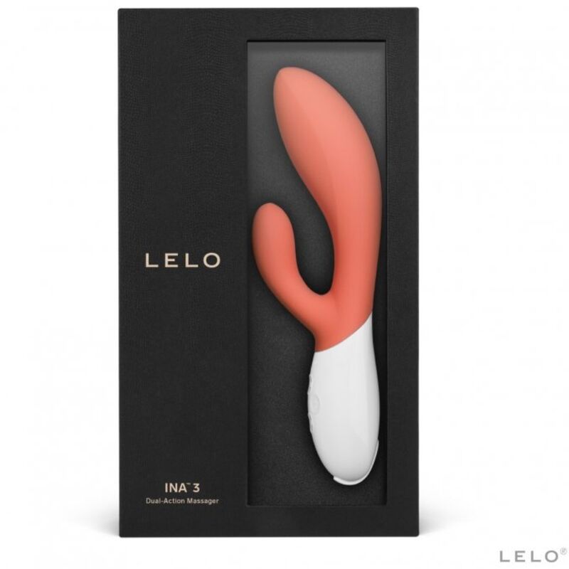 Vibrator Rabbit, Lelo - Ina 3, Stimulare Dubla Punct G si Clitoris, Luxury Coral