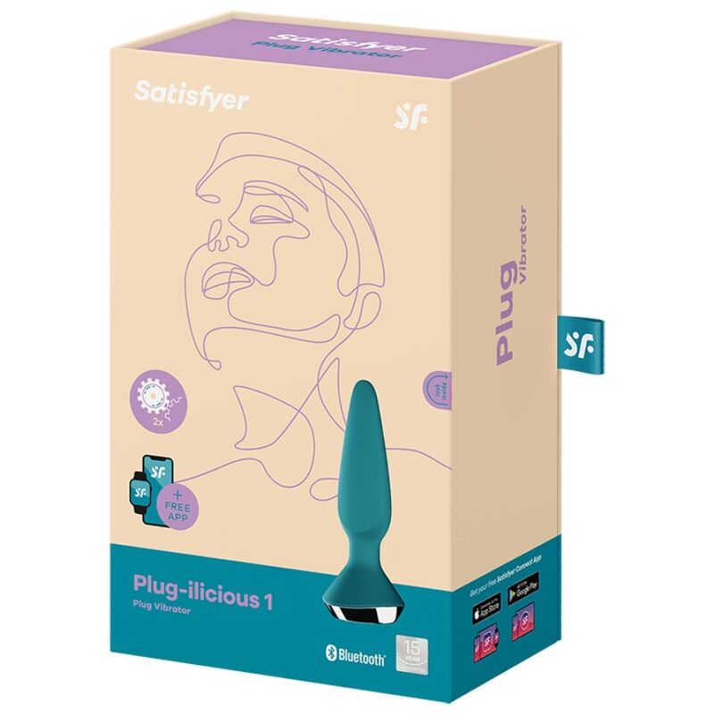 Plug Anal Vibrator, Satisfyer - Plug-Ilicious 1, Control prin Aplicatie, Verde