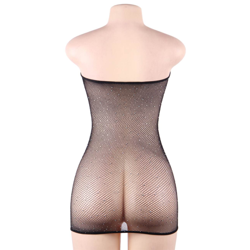 Rochie din Plasa, Queen Lingerie, cu Diamante, S-L