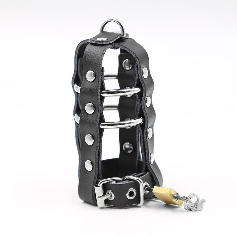 Cusca de Castitate, Ohmama - Fetish Leather Sheath, cu Inele Metalice si Lacat