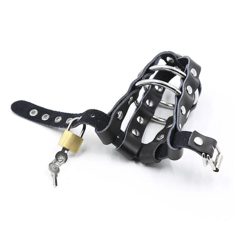 Cusca de Castitate, Ohmama - Fetish Leather Sheath, cu Inele Metalice si Lacat