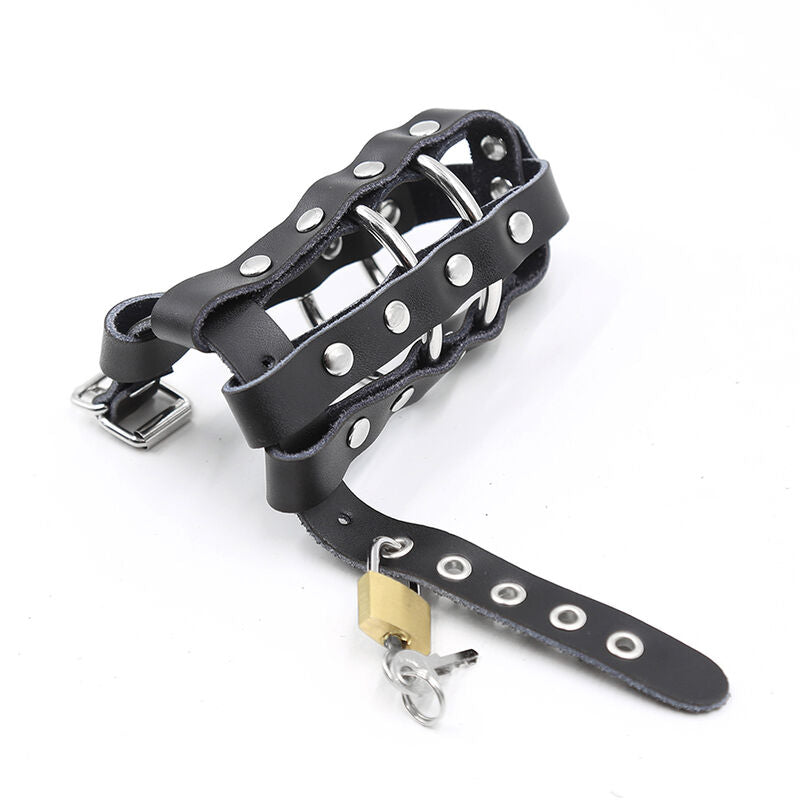 Cusca de Castitate, Ohmama - Fetish Leather Sheath, cu Inele Metalice si Lacat