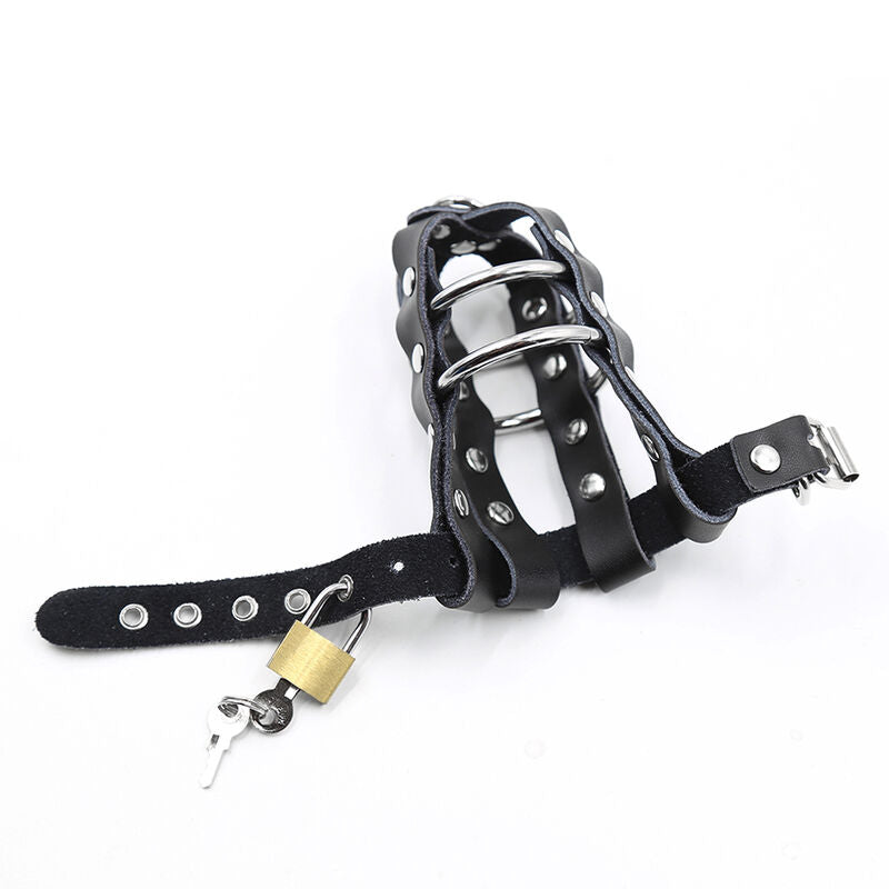 Cusca de Castitate, Ohmama - Fetish Leather Sheath, cu Inele Metalice si Lacat