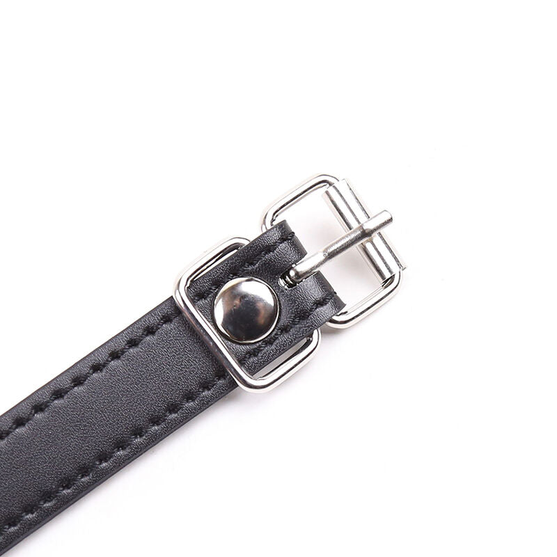 Gag cu Curea, Ohmama - Red Lip, Curea Reglabila din Piele, Rosu