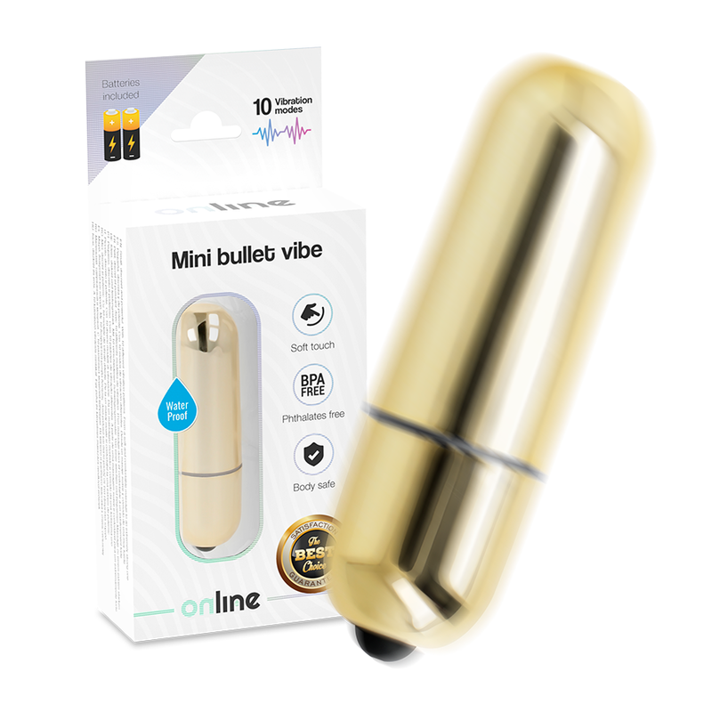 Vibrator Bullet, Online - Mini Bullet Vibe, 10 Moduri de Vibratie, Golden