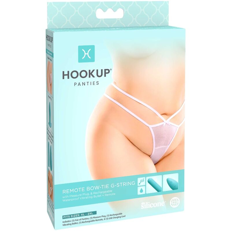 Chiloti, Hook Up - Remote Bow-Tie G-String, cu Telecomanda Wireless, Marime XL/XXL
