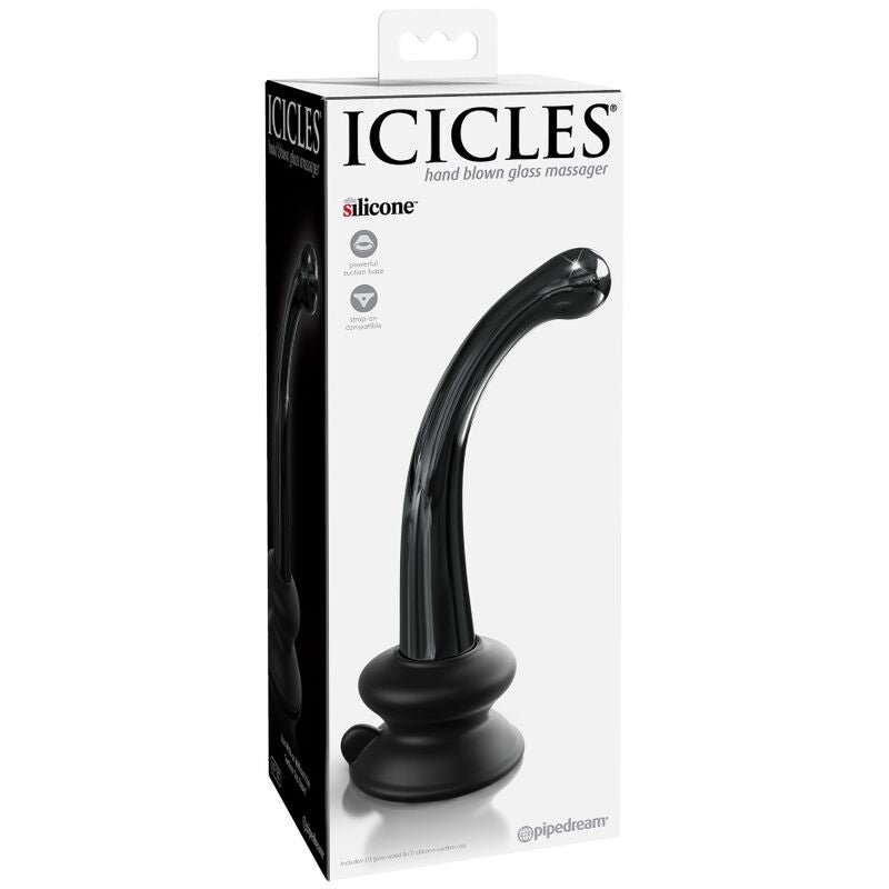 Dildo din Sticla, Icicles - No. 87, cu Ventuza, 15.5 CM