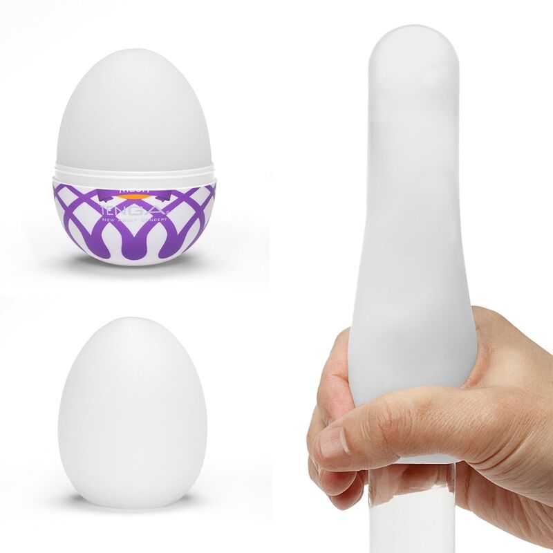 Masturbator, Tenga - Mesh Egg, Textura cu Proeminente Hexagonale, 49 x 49 x 61 mm