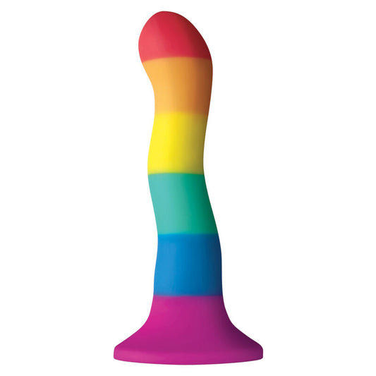 Dildo LGBT Pride Wave, PRIDE - NS Novelties, Silicon, Curcubeu, 17 cm Insertabil