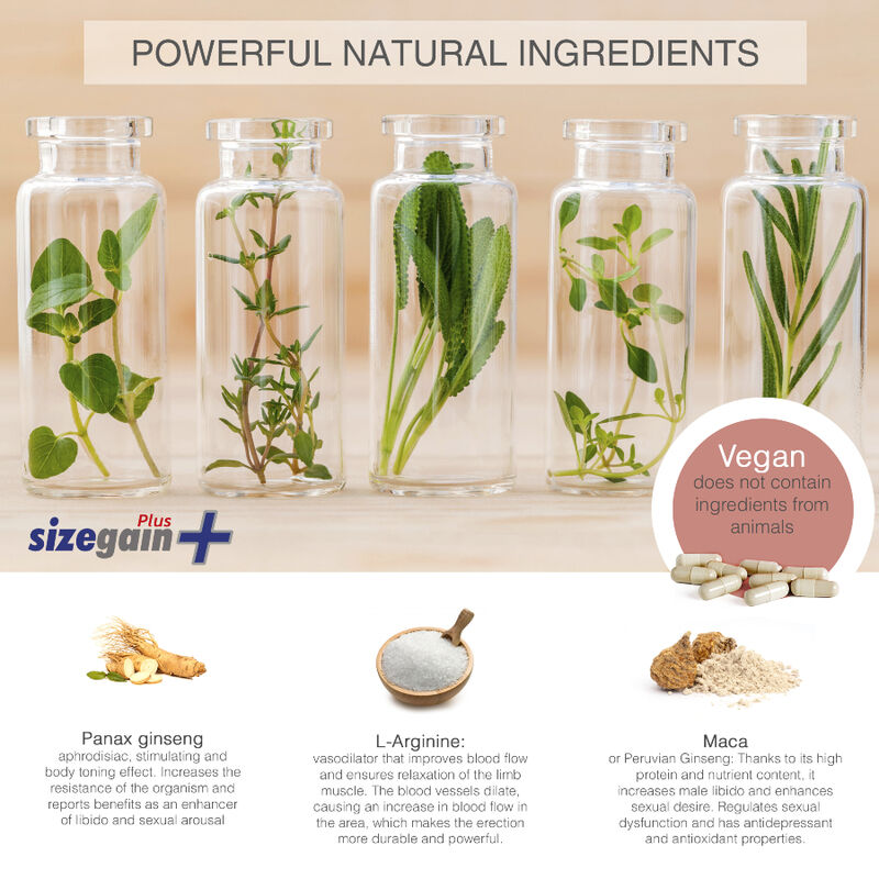 Pastile, 500 Cosmetics - Sizegain Plus, Marirea Penisului, 30 Tablete