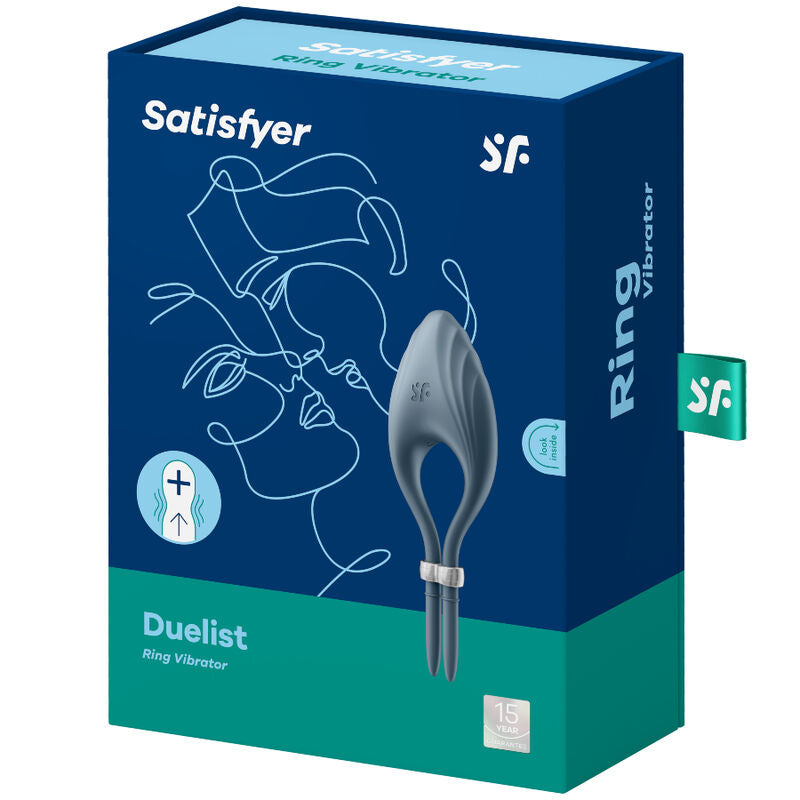 Inel Vibrator, Satisfyer - Duelist, Ajustabil, Albastru
