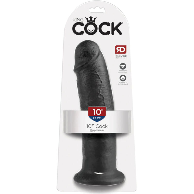 Dildo, King Cock - 10, Realist cu Ventuza, 25 x 6 CM Negru