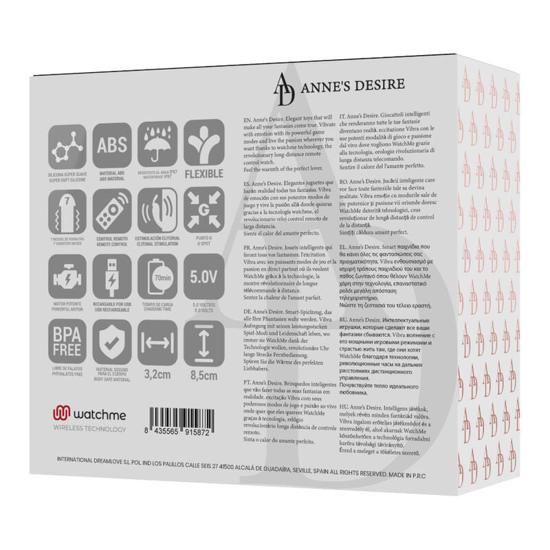 Vibrator pentru Cupluri, Anne's Desire - Dual Pleasure, Tehnologie Watchme, Negru