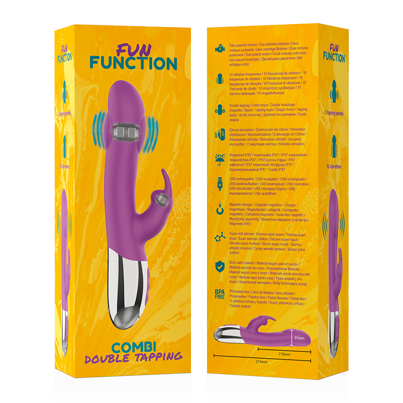 Vibrator Rabbit, Fun Function - Combi Double Tapping, Dublu Motor, 21 CM x 3.5 CM