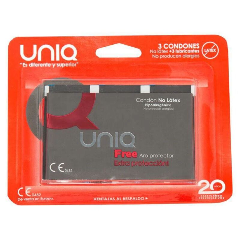 Prezervative, Uniq - Free, Latex Free cu Inel Protector, 3 Unitati