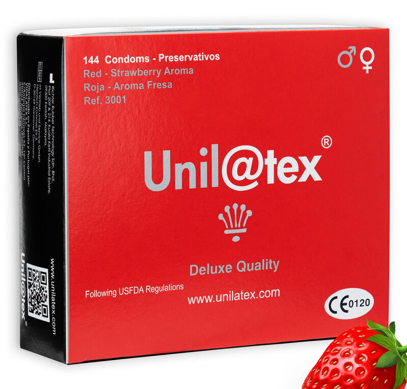 Prezervative, Unilatex - Red, Aroma de Capsuni, 144 Unitati