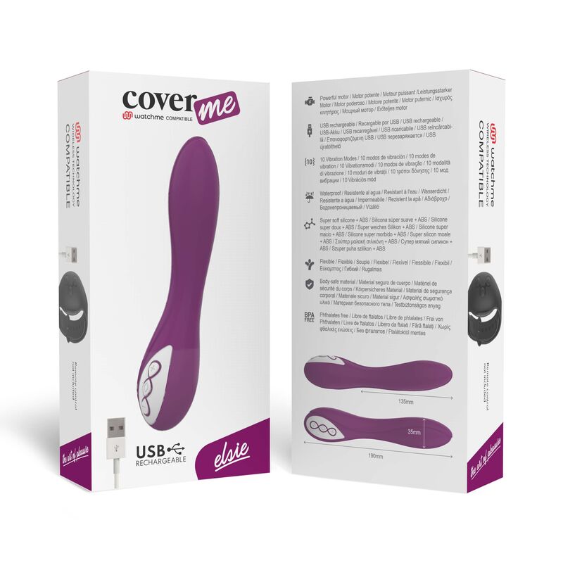 Vibrator Wireless, Coverme - Elsie, Compatibil cu Tehnologia Wireless Watchme, 189 x 40 mm