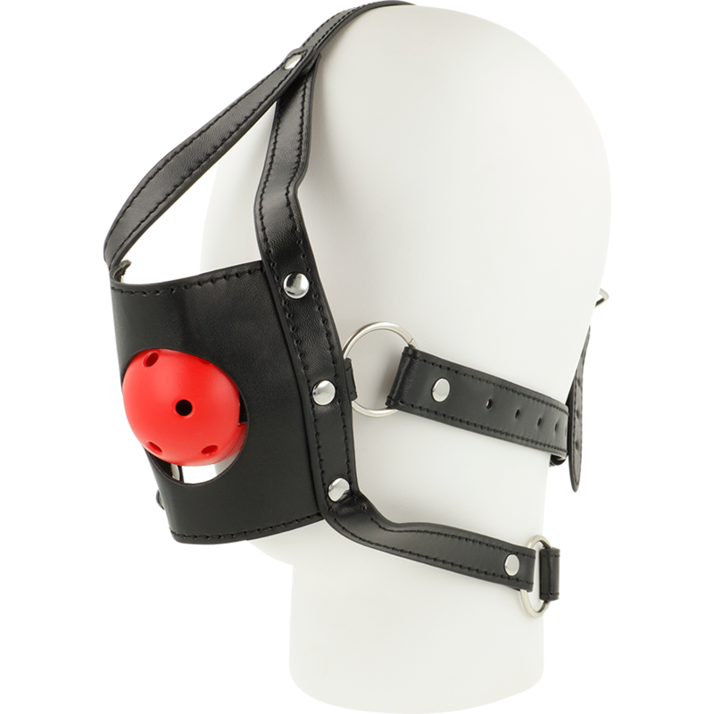 Ham pentru Cap, Ohmama - Open Mouth Head Harness, Curea Ajustabila, Negru