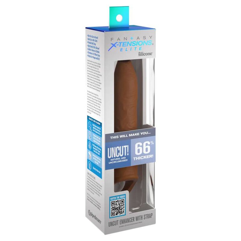Manson Penis, Pipedream - Fantasy X-Tensions Elite Uncut, cu Curea pentru Testicule, 17,78 CM Caramel