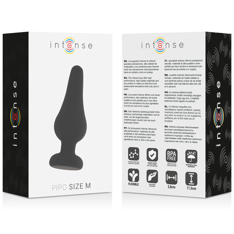 Plug Anal, Intense - Pipo M, Silicon Medical, 11 CM / Negru