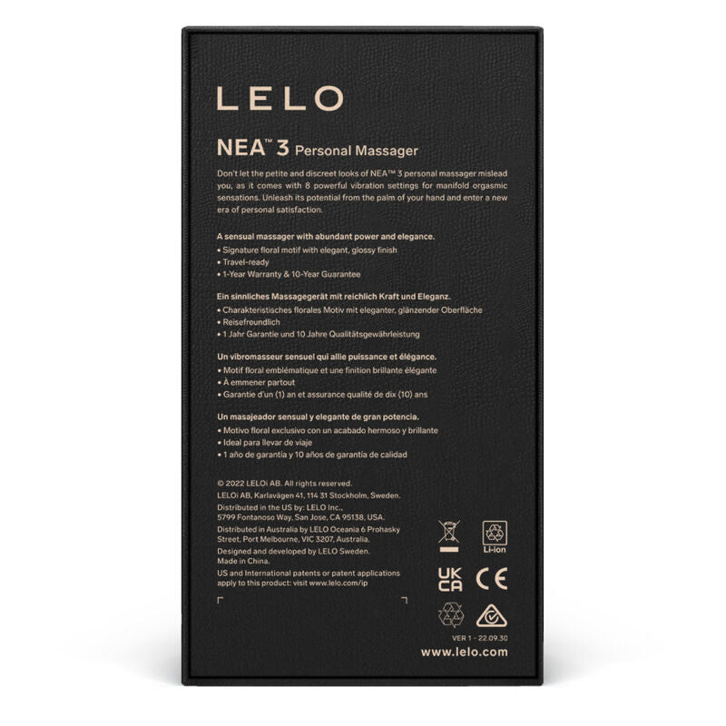 Vibrator Personal, Lelo - Nea 3, 10 Moduri de Vibratie, Negru