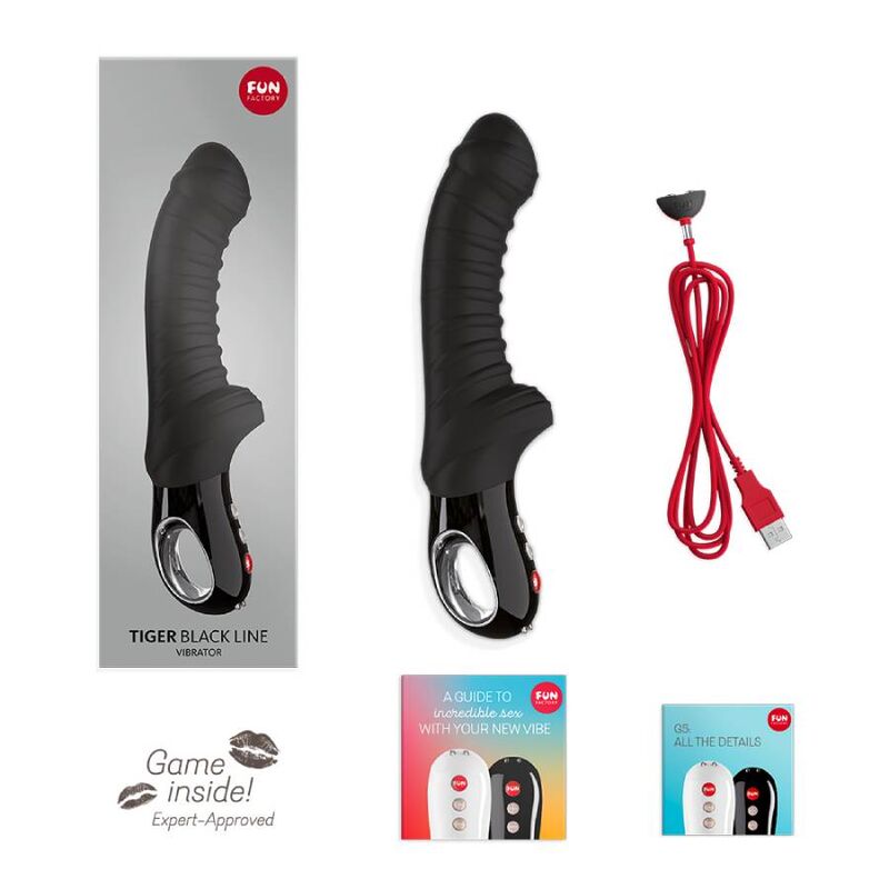 Vibrator, Fun Factory - Tiger, Curbat pentru Stimulare Punct G si Prostata, Black Line
