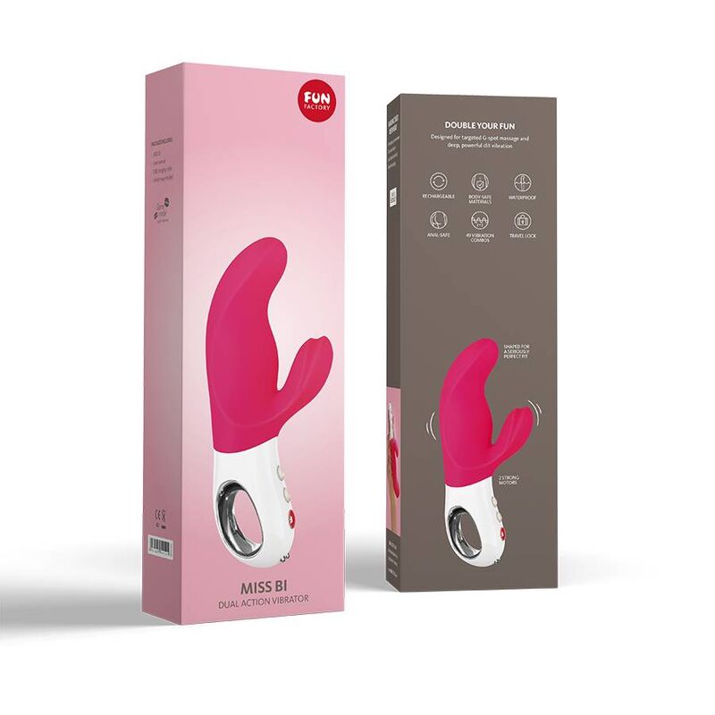 Vibrator Dual, Fun Factory - Miss Bi, 2 Motoare Independente, Roz Alb