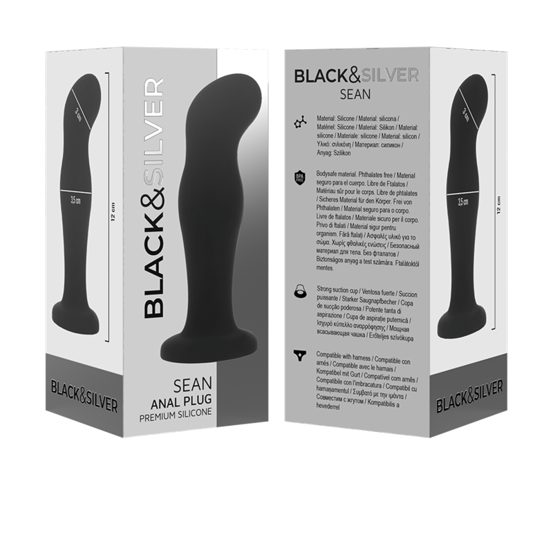 Plug Anal, Black&Silver - Sean, Silicon Medical Matasos, Negru