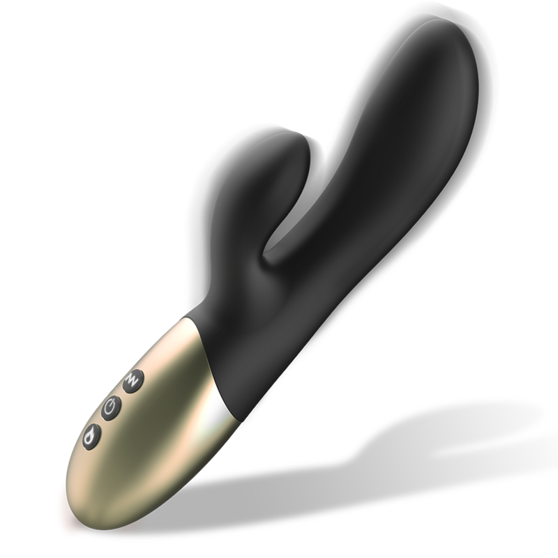 Vibrator Rabbit, Ibiza - Heating Rabbit, cu Functie de Incalzire, Negru si Auriu