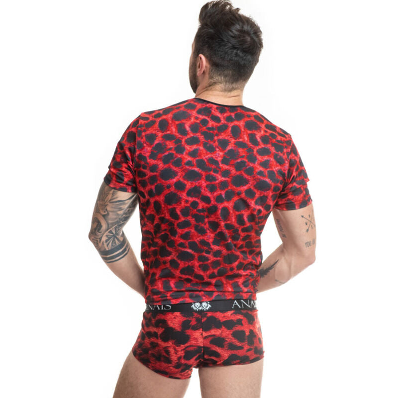 Tricou Barbati, Anais Men - Savage, Microfibra Rosie cu Imprimeu Animalier, S