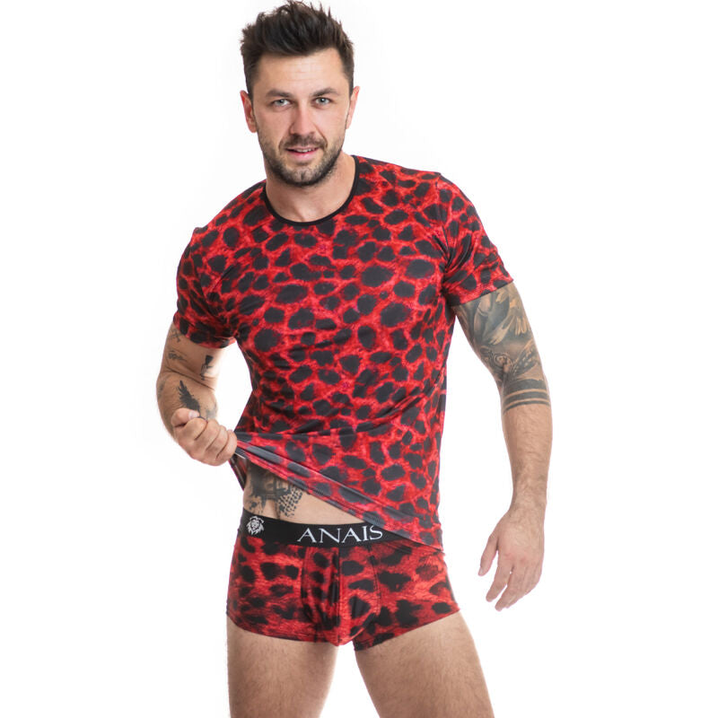Tricou Barbati, Anais Men - Savage, Microfibra Rosie cu Imprimeu Animalier, S