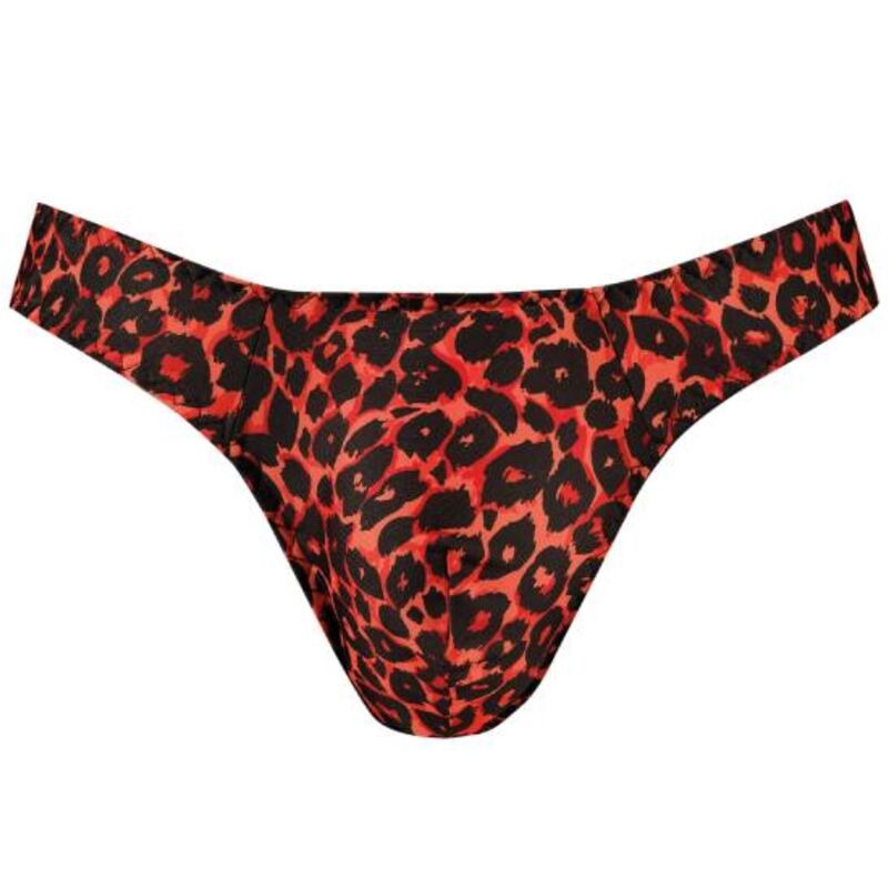 Chiloti Tanga Barbati, Anais Men - Tribal, Microfibra Rosie cu Imprimeu Animalier, S