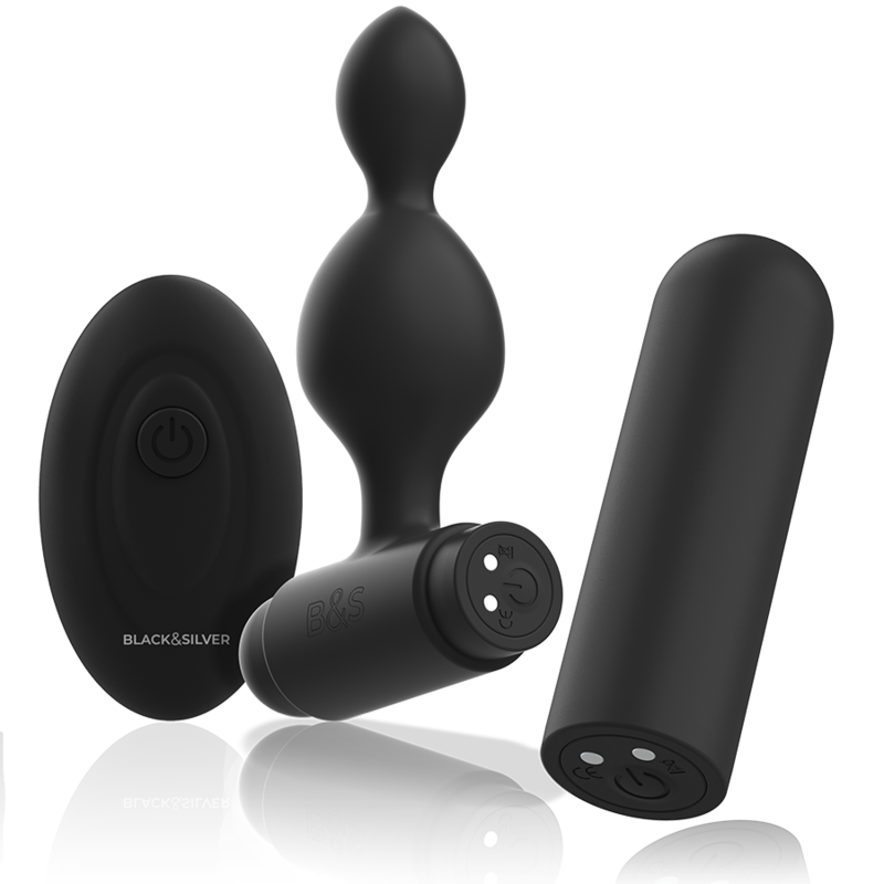 Plug Anal, Black&Silver - Tucker, Vibratii cu Telecomanda, Small Negru Argintiu