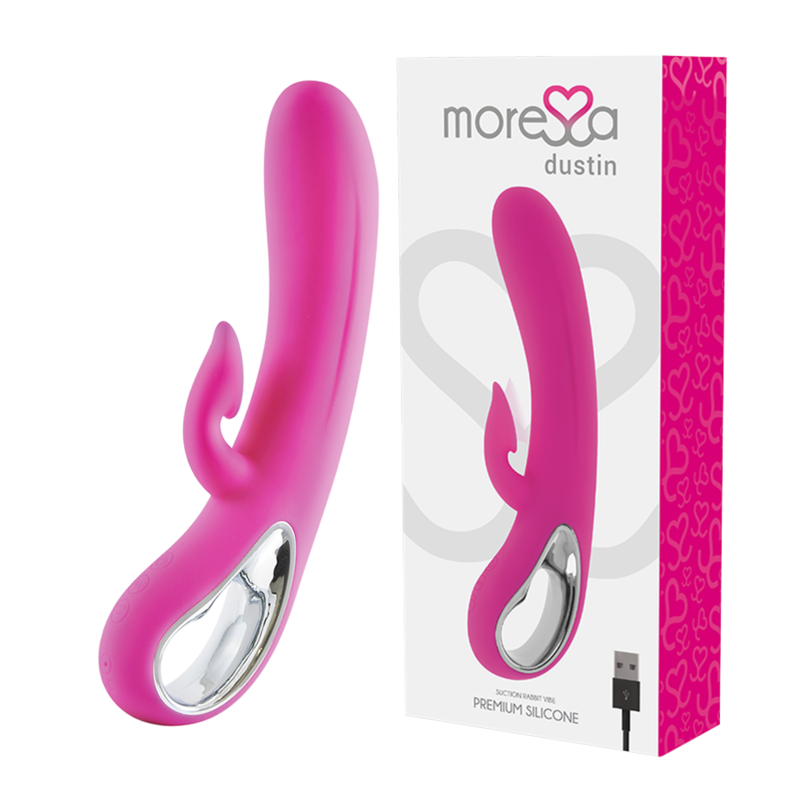 Vibrator cu Aspiratie, Moressa - Dustin, Stimulare Duala cu Aspiratie Clitorisa, 205 x 36 mm