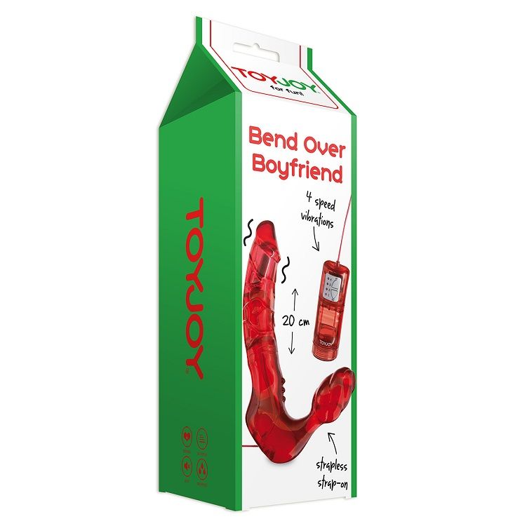 Vibrator, ToyJoy - Bend Over Boyfriend, Vibratie Puternica 4 Viteze, 17 x 3,5 CM si 8 x 3,5 CM
