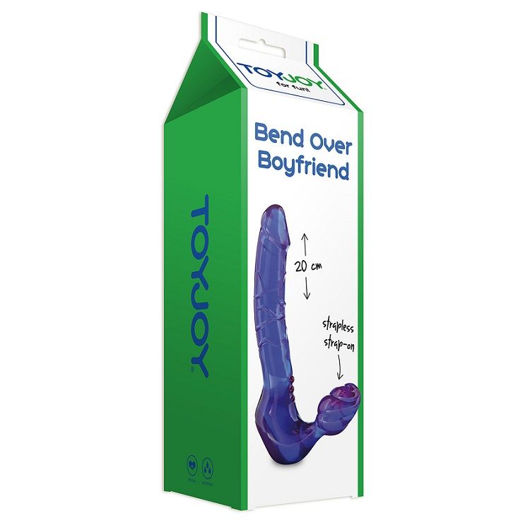 Dildo Dublu fara Curele, ToyJoy - Bend Over Boyfriend, Silicon Flexibil, 24 x 4 CM si 8 x 3.5 CM