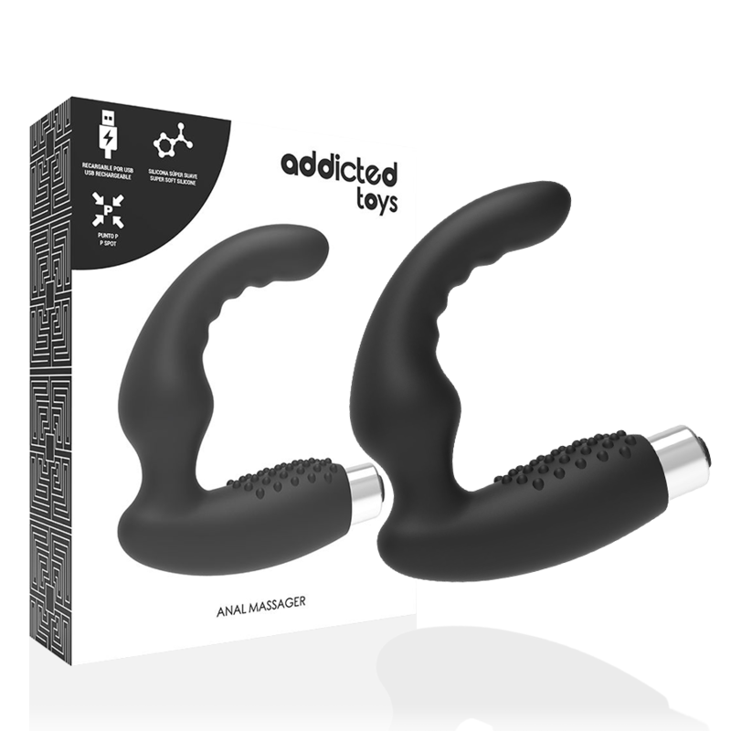 Vibrator Prostata, Addicted Toys - Model 2, Reincarcabil, Negru