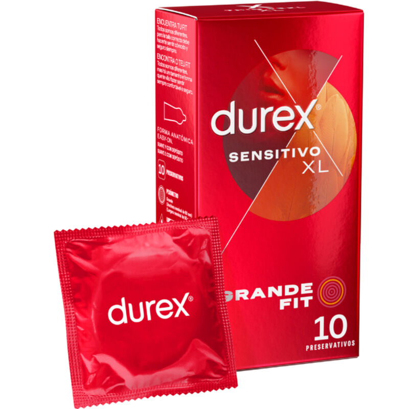Prezervative, Durex - Sensitive XL, Latex Natural Lubrifiat, 10 Unitati 56 mm