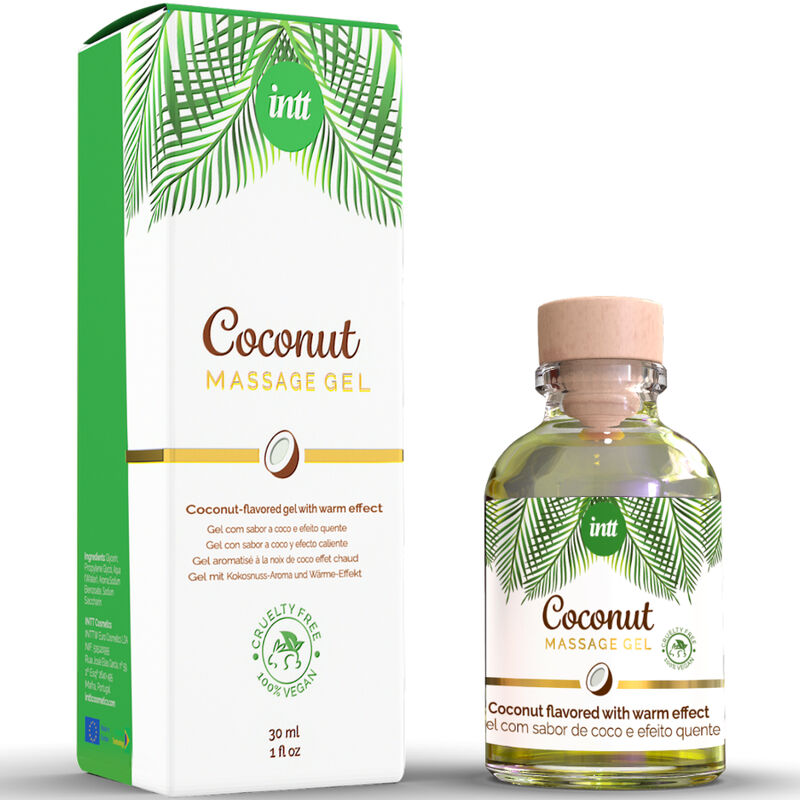 Gel de Masaj, INTT - Vegan Coconut, cu Aroma de Cocos si Efect de Incalzire, 30 ML