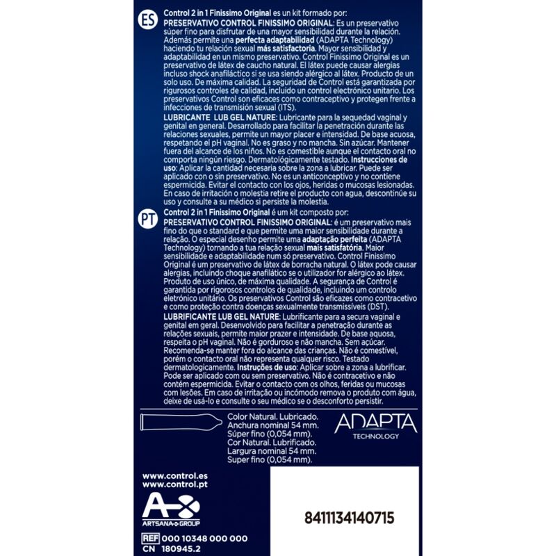 Prezervative, Control - Finissimo Duo, cu Lubrifiant, 6 Unitati