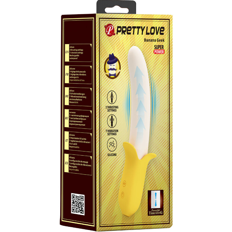 Vibrator, Pretty Love - Banana Geek Super Power, 7 Vibratii si 3 Moduri de Impingere, Negru