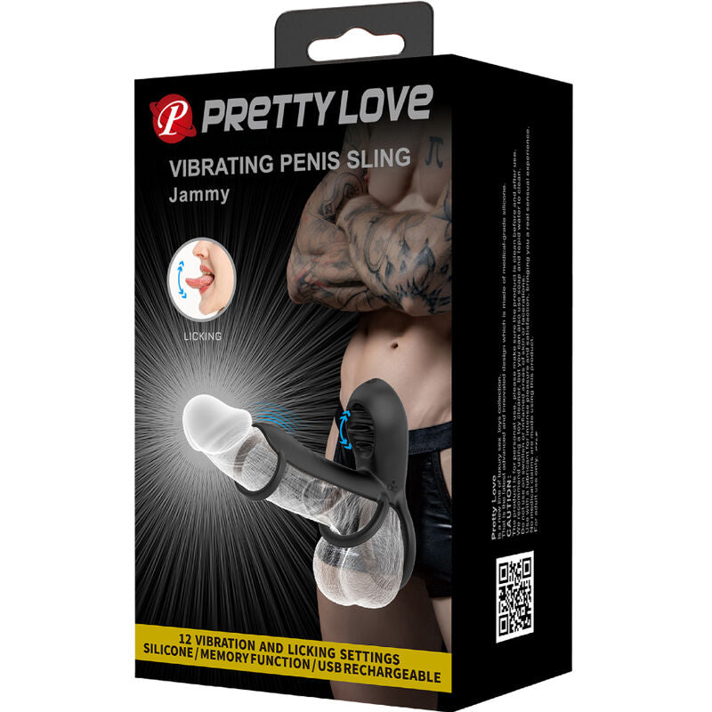 Manson Penis, Pretty Love - Jammy, 12 Vibratii cu Limba din Silicon, Negru