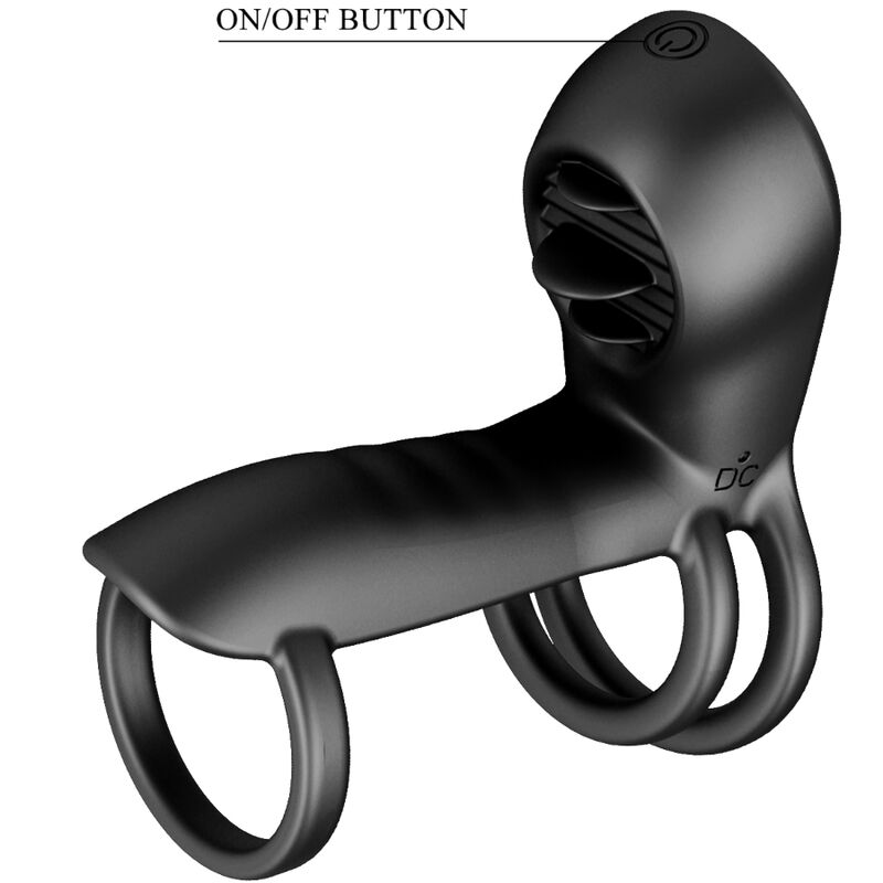 Manson Penis, Pretty Love - Jammy, 12 Vibratii cu Limba din Silicon, Negru