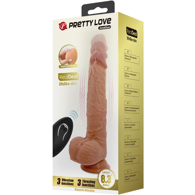 Dildo, Pretty Love - Jonathan, Vibratii si Impingere cu Telecomanda, 21 CM Maro