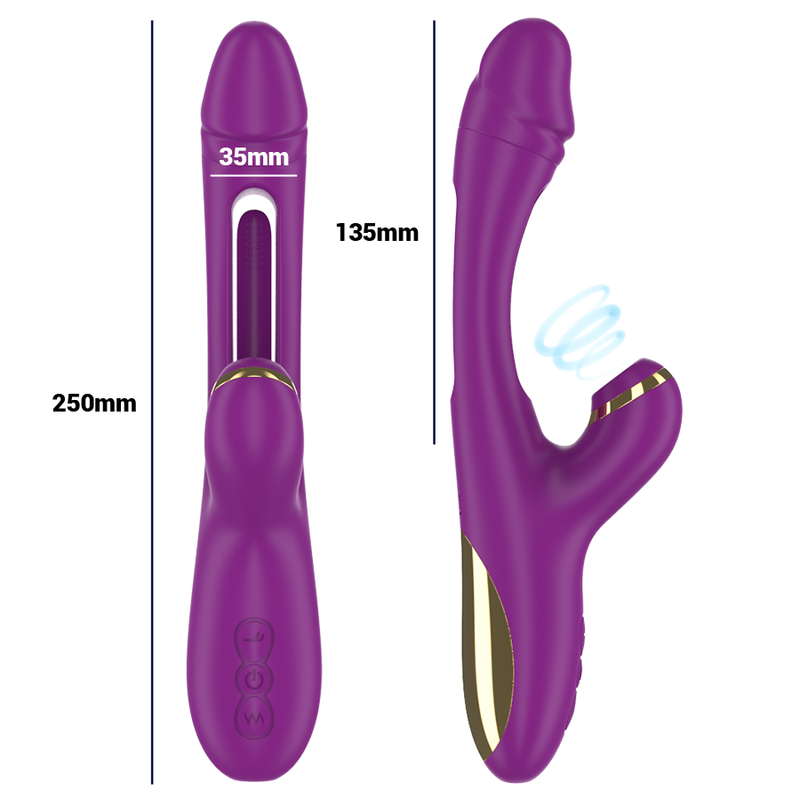 Vibrator Multifunctional, Intense - Ateneo, Reincarcabil 7 Vibratii cu Miscare de Leganare si Suctiune, Mov