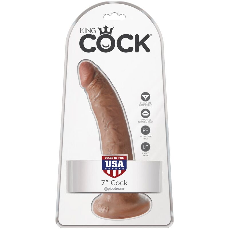 Dildo, King Cock - Realistic Penis, Baza cu Ventuza, 17.5 CM Caramel