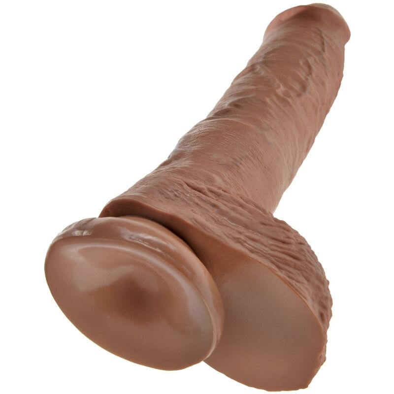 Dildo Realistic, King Cock, cu Testicule, 19.8 CM Caramel
